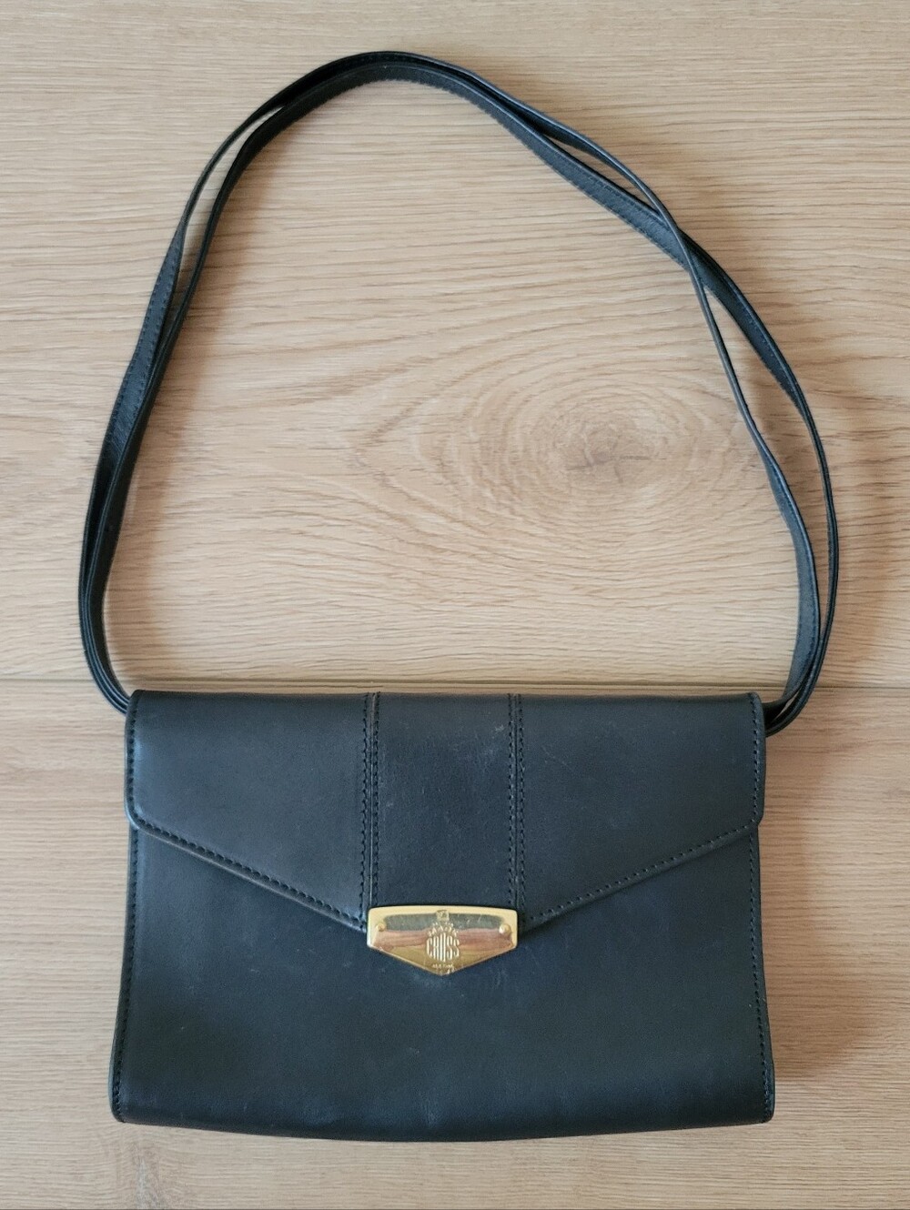 Mark Cross Black Mini Bag Leather Crossbody Shoulder Envelope Vintage Designer
